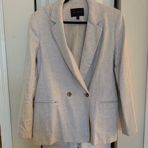 Banana Republic Factory Linen Blend Double-Breasted Blazer Jacket